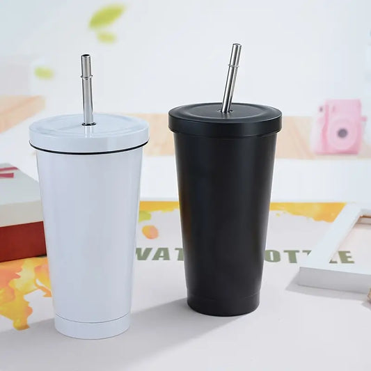 Iced Coffee Tumbler 500ml with Lid and Straw