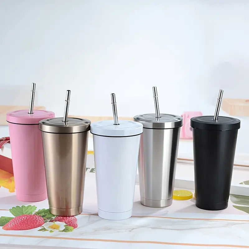 Iced Coffee Tumbler 500ml with Lid and Straw