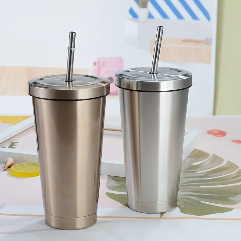 Iced Coffee Tumbler 500ml with Lid and Straw