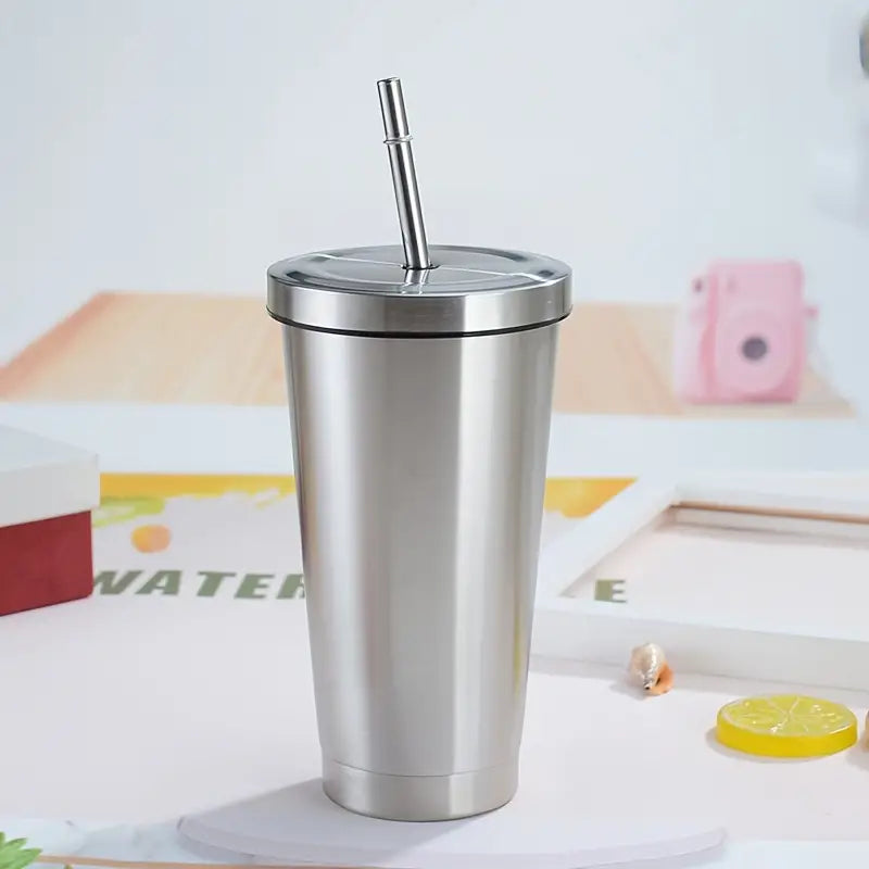 Iced Coffee Tumbler 500ml with Lid and Straw