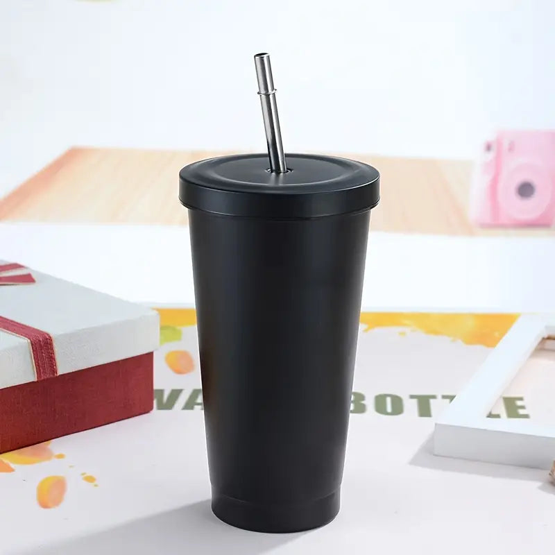 Iced Coffee Tumbler 500ml with Lid and Straw