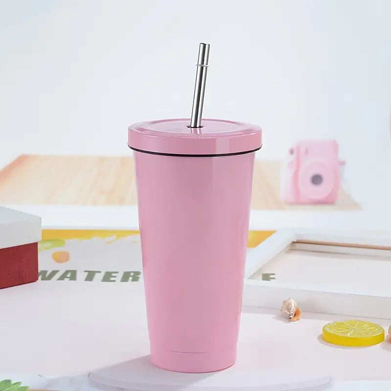 Iced Coffee Tumbler 500ml with Lid and Straw