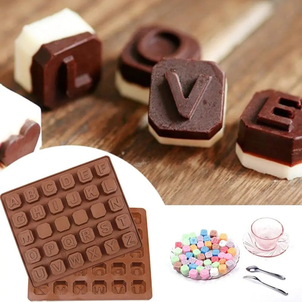 26 Silicone Chocolate Molds for DIY Letter Shapes