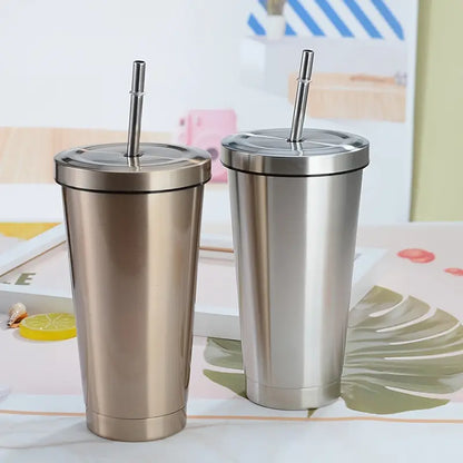 Iced Coffee Tumbler 500ml with Lid and Straw