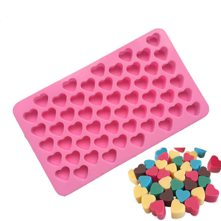 Heart-Shaped Chocolate Molds, 55-Cavity Silicone Cake Tool