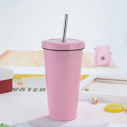 Iced Coffee Tumbler 500ml with Lid and Straw