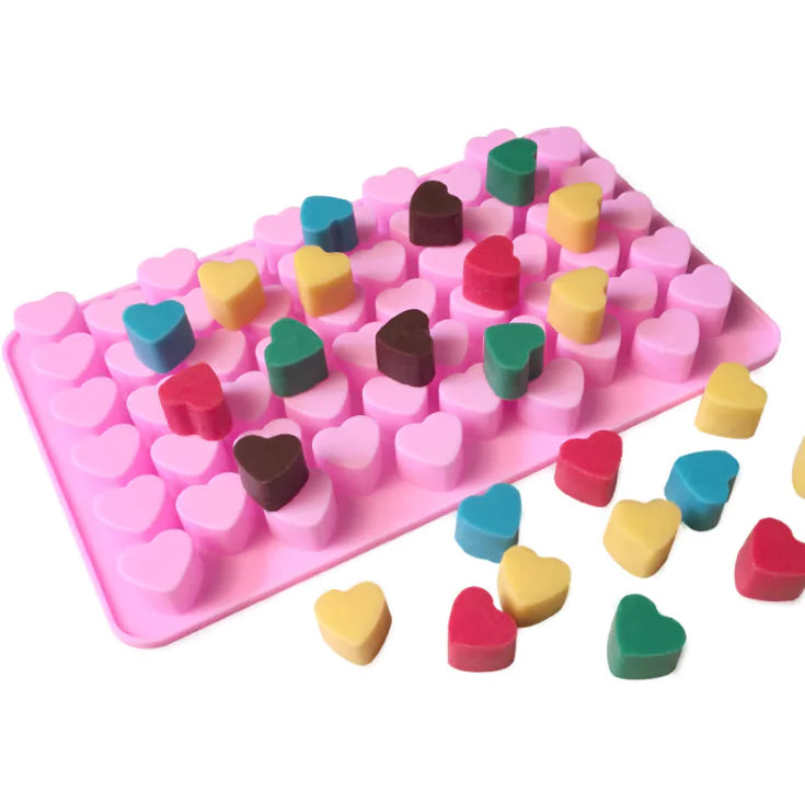 Heart-Shaped Chocolate Molds, 55-Cavity Silicone Cake Tool